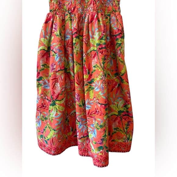 Land’s End Women’s Size XL 18 Floral Tropical Dress Tie Straps Palms Liner - Picture 3 of 8